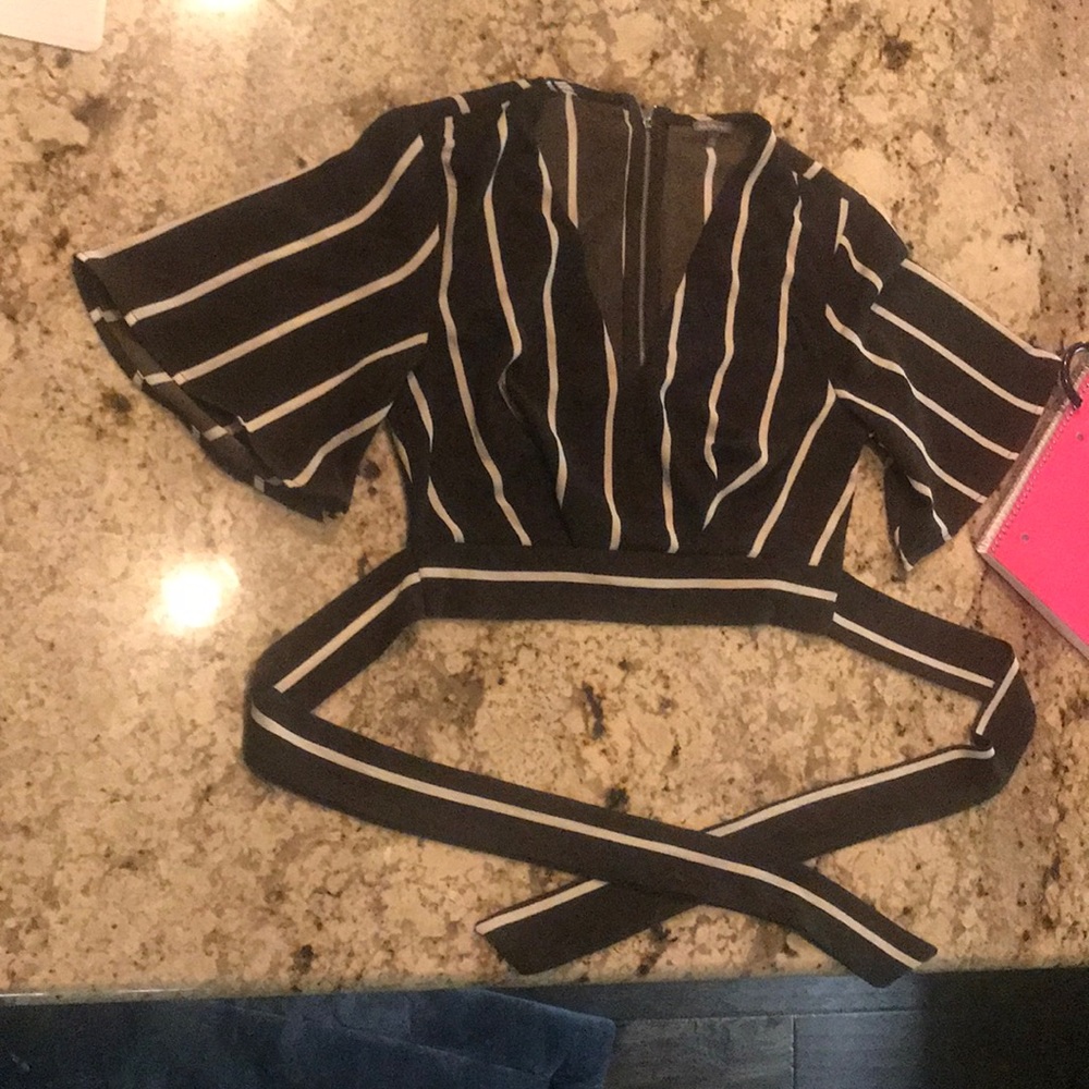 Green and white crop top